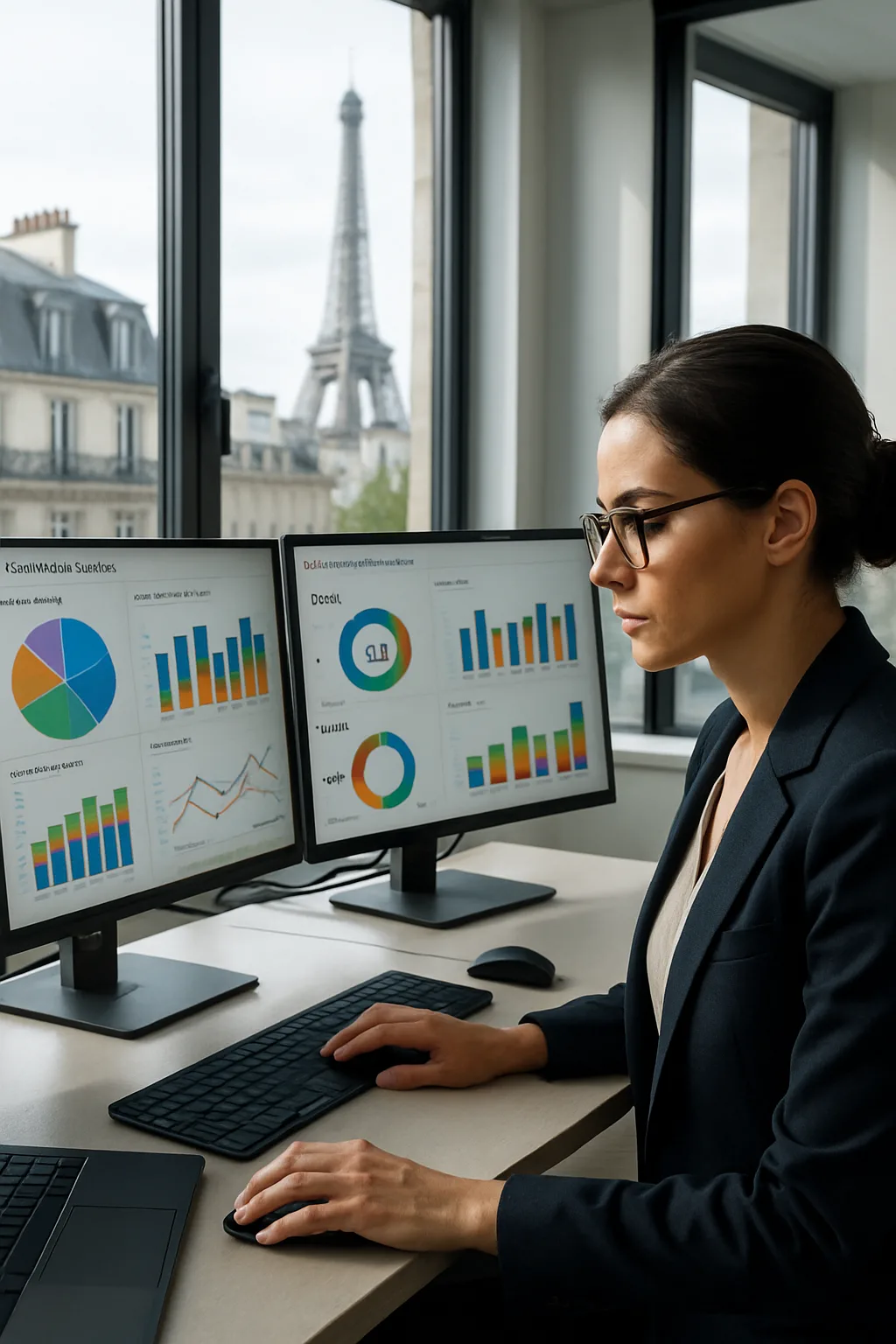 Analyste marketing mesurant les performances de campagnes GPT Ads ecommerce sur tableau de bord