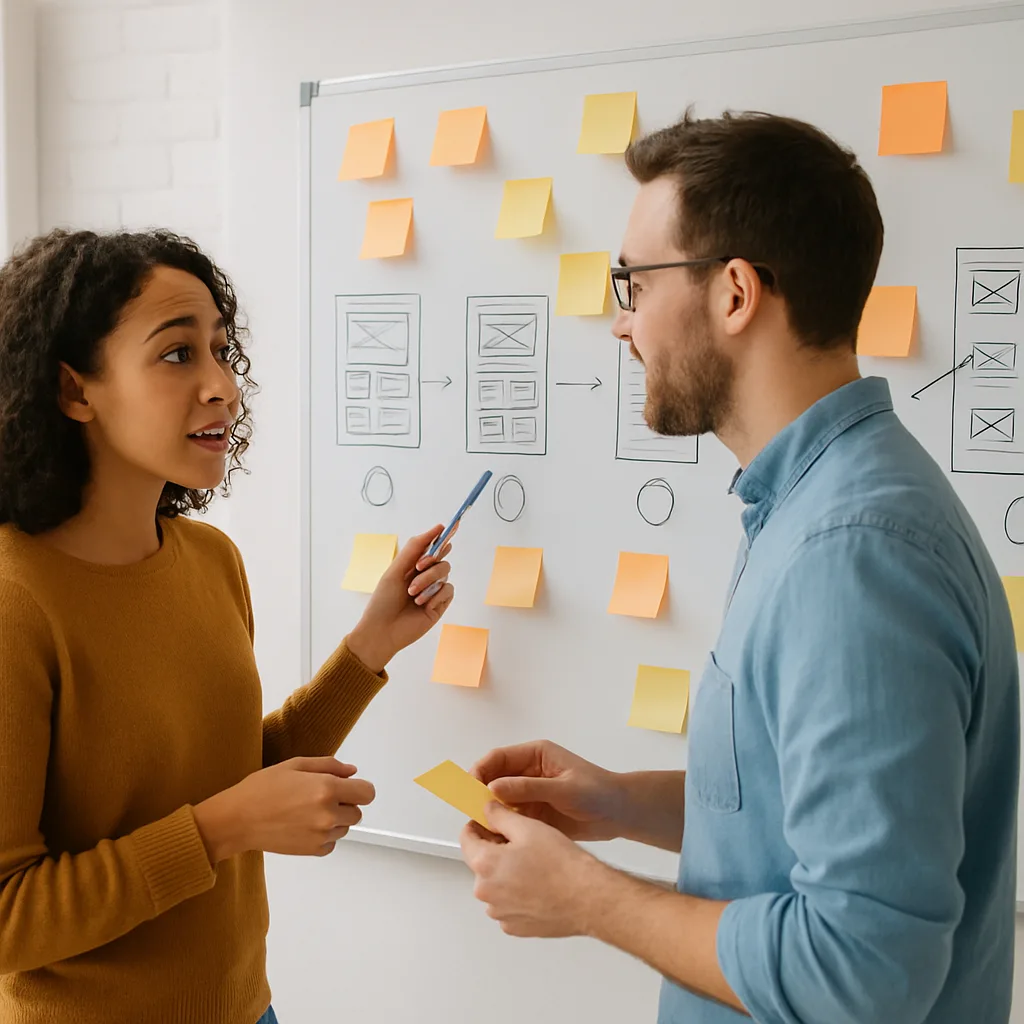Équipe web travaillant sur le parcours utilisateur et l'optimisation de l'expérience UX pour maximiser les conversions