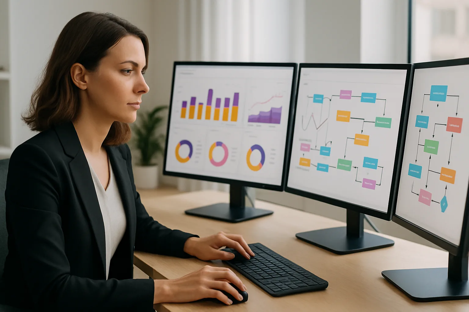 Professionnelle du marketing digital travaillant sur une stratégie d'emailing marketing automation